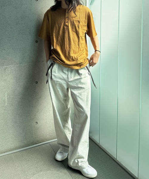 RATTLE TRAP（ラトルトラップ）の「スラブヘンリーネックｔシャツ（Tシャツ/カットソー・メンズ・ホワイト/ブラウン/ブラック・M/L）」の8枚目の写真