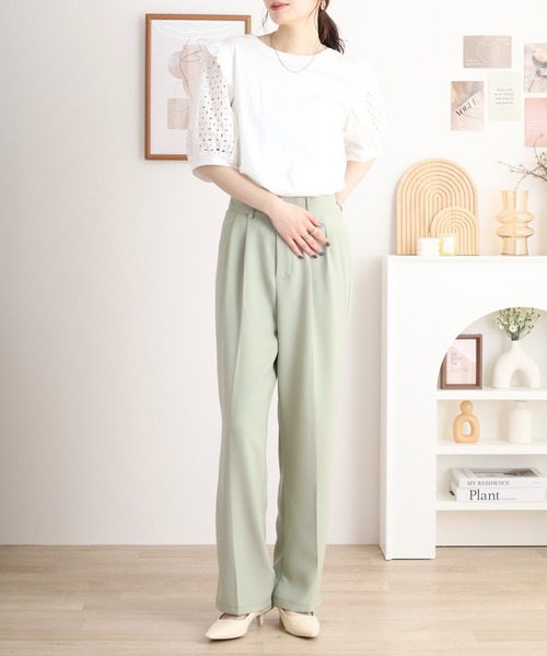 BRODIAEA(ブローディア)の「BRODIAEA 袖レースフリル付きカットソー(Tシャツ/カットソー・レディース・ブラック/ネイビー/オフホワイト/グレー・40)」の8枚目の写真