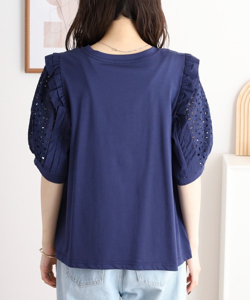 BRODIAEA(ブローディア)の「BRODIAEA 袖レースフリル付きカットソー(Tシャツ/カットソー・レディース・ブラック/ネイビー/オフホワイト/グレー・40)」の19枚目の写真