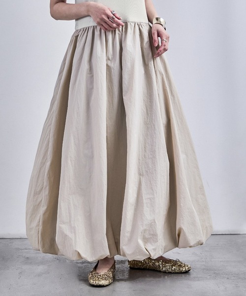 Fashion Letter（ファッションレター）の「リブ×ナイロンタフタ バルーンワンピース（ワンピース・レディース・アイボリー/グレー/ネイビー/ブラック・M）」の10枚目の写真