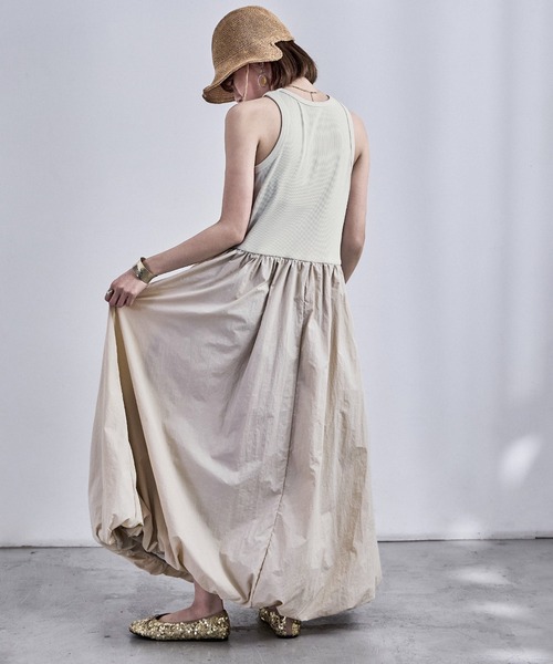 Fashion Letter（ファッションレター）の「リブ×ナイロンタフタ バルーンワンピース（ワンピース・レディース・アイボリー/グレー/ネイビー/ブラック・M）」の12枚目の写真
