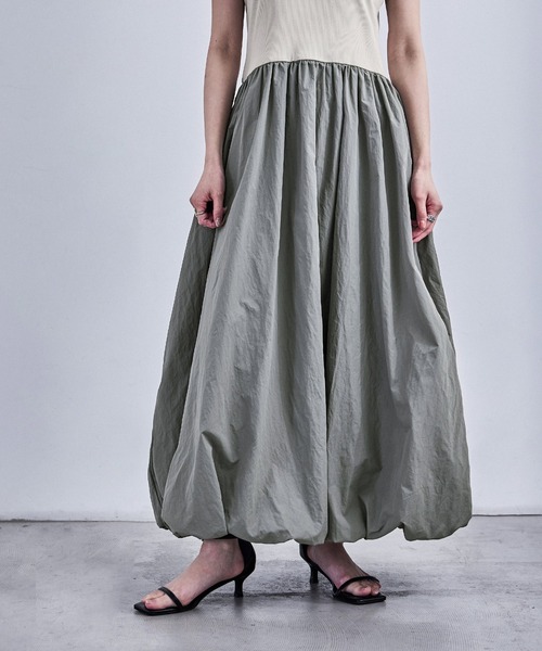 Fashion Letter（ファッションレター）の「リブ×ナイロンタフタ バルーンワンピース（ワンピース・レディース・アイボリー/グレー/ネイビー/ブラック・M）」の16枚目の写真