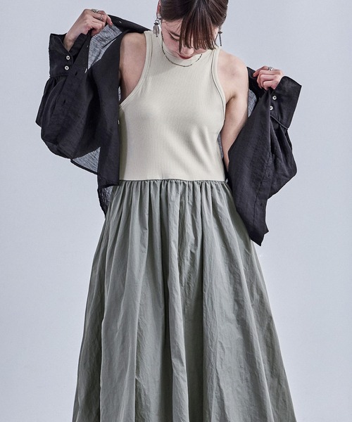 Fashion Letter（ファッションレター）の「リブ×ナイロンタフタ バルーンワンピース（ワンピース・レディース・アイボリー/グレー/ネイビー/ブラック・M）」の19枚目の写真