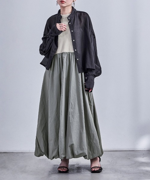 Fashion Letter（ファッションレター）の「リブ×ナイロンタフタ バルーンワンピース（ワンピース・レディース・アイボリー/グレー/ネイビー/ブラック・M）」の20枚目の写真