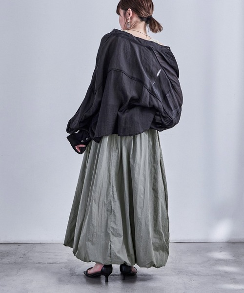 Fashion Letter（ファッションレター）の「リブ×ナイロンタフタ バルーンワンピース（ワンピース・レディース・アイボリー/グレー/ネイビー/ブラック・M）」の21枚目の写真