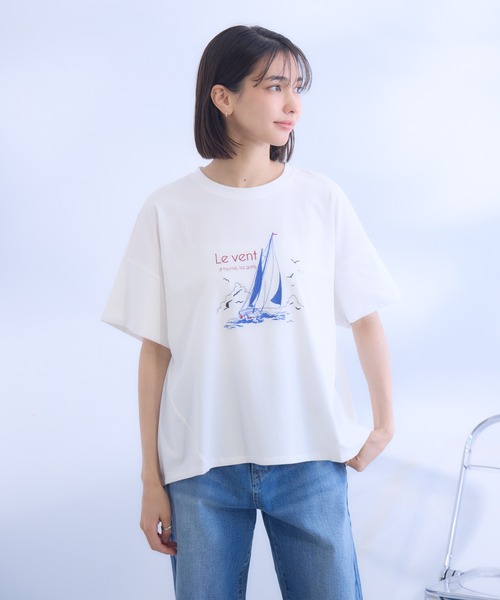 tシャツ 「KATHARINE ROSS」綿刺しゅうTシャツ レディース KATHARINE ROSS】ヴァンデ・グローブ刺繍Tシャツ（Tシャツ