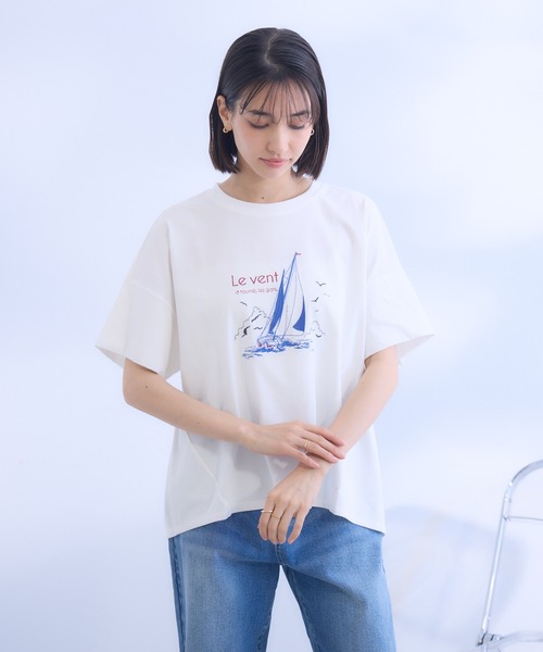 KATHARINE ROSS（キャサリンロス）の「【KATHARINE ROSS】ヴァンデ・グローブ刺繍Ｔシャツ（Tシャツ/カットソー・レディース・ホワイト/ネイビー/チャコールグレー・MEDIUM）」の15枚目の写真