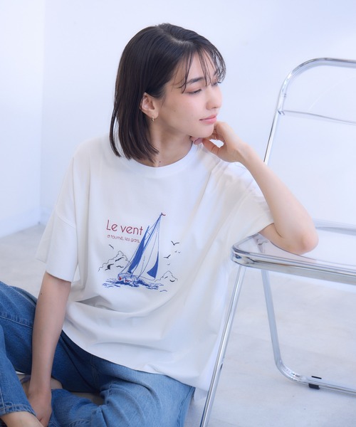 KATHARINE ROSS（キャサリンロス）の「【KATHARINE ROSS】ヴァンデ・グローブ刺繍Ｔシャツ（Tシャツ/カットソー・レディース・ホワイト/ネイビー/チャコールグレー・MEDIUM）」の16枚目の写真