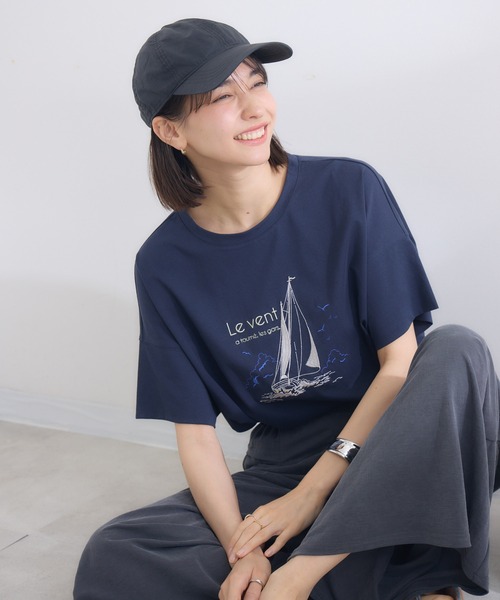 tシャツ 「KATHARINE ROSS」刺しゅうロゴカットソー レディース セール】【KATHARINE ROSS】刺しゅうロゴカットソー（Tシャツ