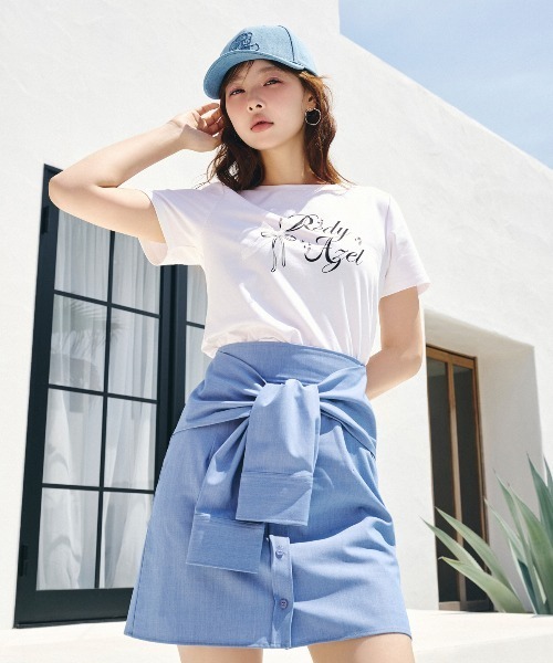 REDYAZEL(レディアゼル)の「レースリボンロゴTシャツ(Tシャツ/カットソー・レディース・ミント/ブラック/ホワイト・FREE)」の5枚目の写真