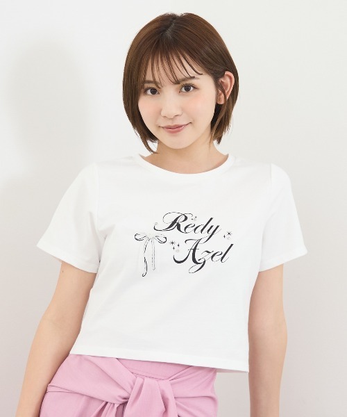 REDYAZEL(レディアゼル)の「レースリボンロゴTシャツ(Tシャツ/カットソー・レディース・ミント/ブラック/ホワイト・FREE)」の9枚目の写真