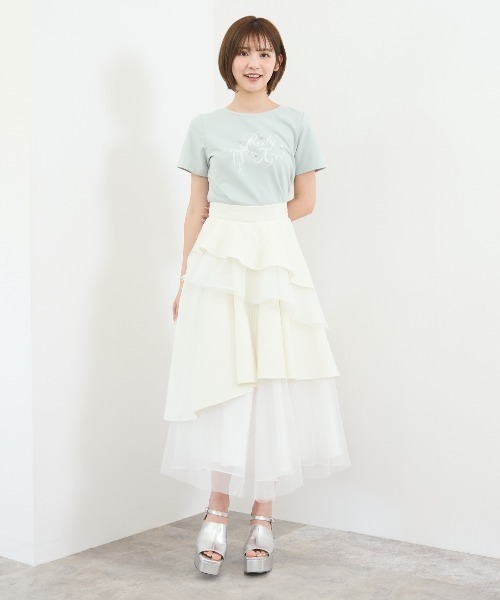 REDYAZEL(レディアゼル)の「レースリボンロゴTシャツ(Tシャツ/カットソー・レディース・ミント/ブラック/ホワイト・FREE)」の13枚目の写真