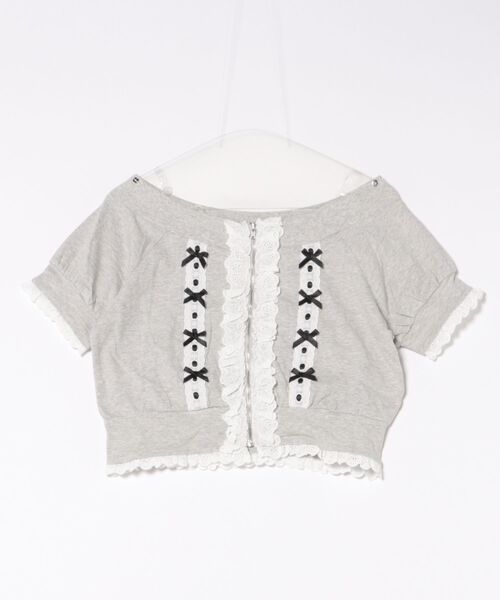 Ank Rouge（アンクルージュ）の「オフショルリボンパーカー（Tシャツ/カットソー・レディース・グレー/ピンク/ブラック・M）」の6枚目の写真