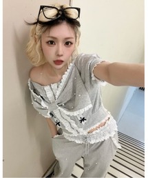 Ank Rouge | オフショルリボンパーカー(Tシャツ/カットソー)