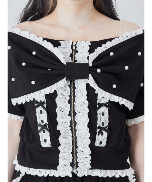 Ank Rouge（アンクルージュ）の「オフショルリボンパーカー（Tシャツ/カットソー・レディース・グレー/ピンク/ブラック・M）」の14枚目の写真