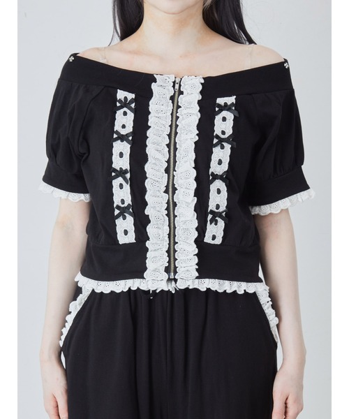 Ank Rouge（アンクルージュ）の「オフショルリボンパーカー（Tシャツ/カットソー・レディース・グレー/ピンク/ブラック・M）」の18枚目の写真