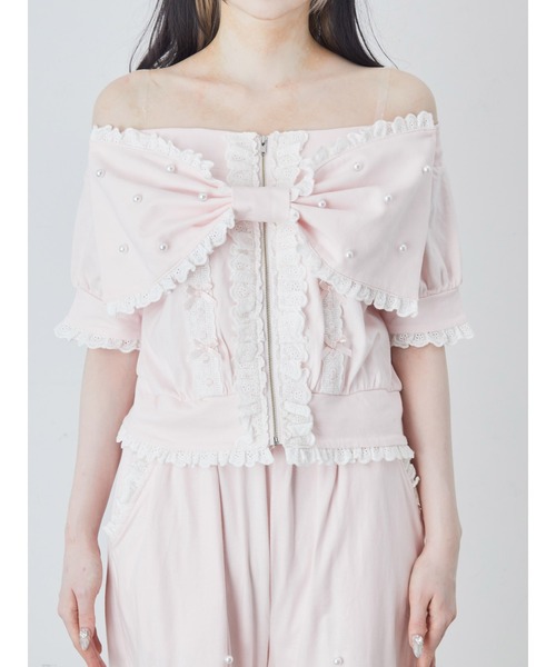 Ank Rouge（アンクルージュ）の「オフショルリボンパーカー（Tシャツ/カットソー・レディース・グレー/ピンク/ブラック・M）」の19枚目の写真