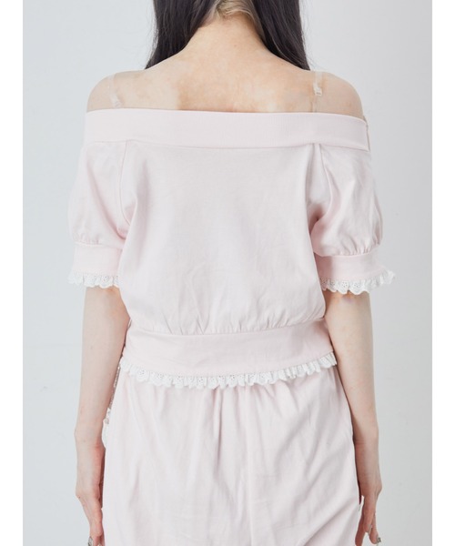 Ank Rouge（アンクルージュ）の「オフショルリボンパーカー（Tシャツ/カットソー・レディース・グレー/ピンク/ブラック・M）」の4枚目の写真