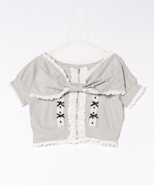 Ank Rouge（アンクルージュ）の「オフショルリボンパーカー（Tシャツ/カットソー・レディース・グレー/ピンク/ブラック・M）」の7枚目の写真