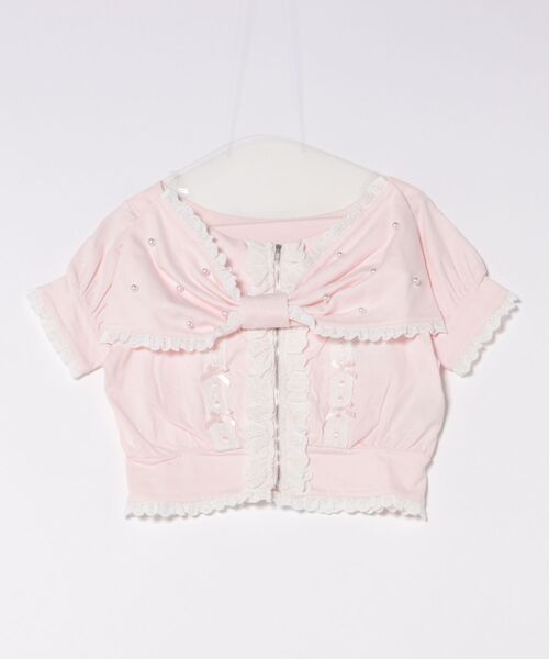 Ank Rouge（アンクルージュ）の「オフショルリボンパーカー（Tシャツ/カットソー・レディース・グレー/ピンク/ブラック・M）」の8枚目の写真