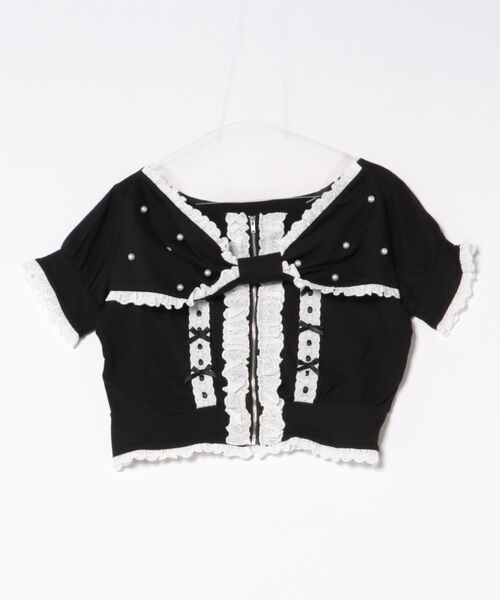 Ank Rouge（アンクルージュ）の「オフショルリボンパーカー（Tシャツ/カットソー・レディース・グレー/ピンク/ブラック・M）」の9枚目の写真