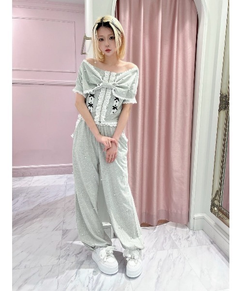 Ank Rouge（アンクルージュ）の「オフショルリボンパーカー（Tシャツ/カットソー・レディース・グレー/ピンク/ブラック・M）」の22枚目の写真