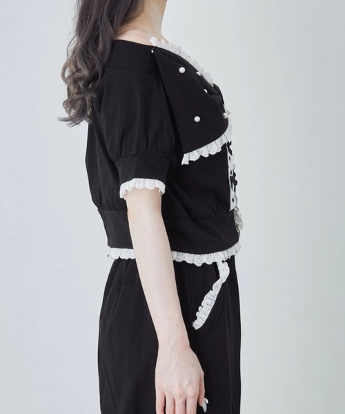 Ank Rouge(アンクルージュ)の「オフショルリボンパーカー(Tシャツ/カットソー・レディース・グレー/ピンク/ブラック・M)」の13枚目の写真
