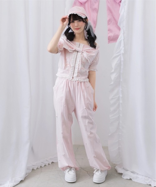 Ank Rouge（アンクルージュ）の「オフショルリボンパーカー（Tシャツ/カットソー・レディース・グレー/ピンク/ブラック・M）」の10枚目の写真