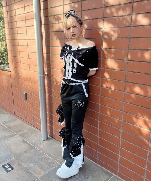 Ank Rouge（アンクルージュ）の「オフショルリボンパーカー（Tシャツ/カットソー・レディース・グレー/ピンク/ブラック・M）」の20枚目の写真