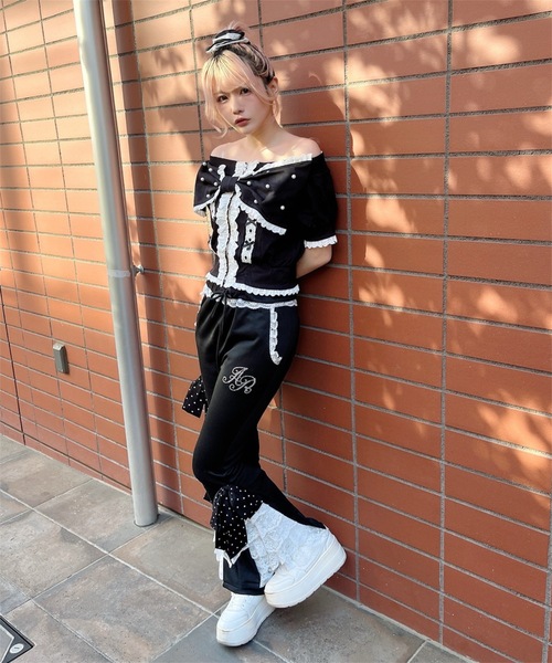 Ank Rouge（アンクルージュ）の「オフショルリボンパーカー（Tシャツ/カットソー・レディース・グレー/ピンク/ブラック・M）」の21枚目の写真