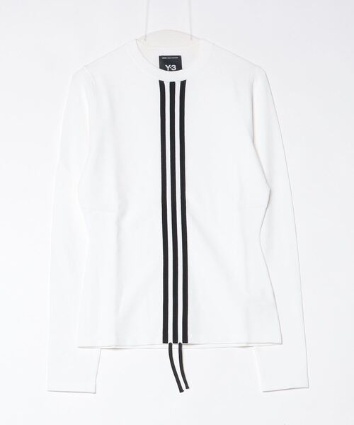 Y-3(ワイスリー)の「Y-3 3-STRIPES LONG SLEEVE TEE(Tシャツ/カットソー・レディース・ホワイト×ブラック・MEDIUM/XX-SMALL/X-SMALL/SMALL/LARGE)」の6枚目の写真