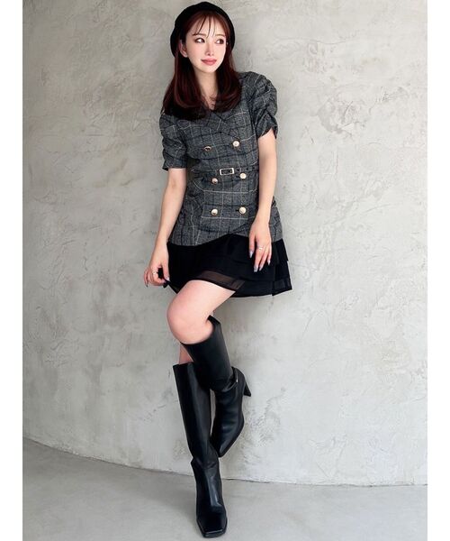 RESEXXY（リゼクシー）の「ヘムフリルテーラードミニワンピース（ワンピース・レディース・ブラウン/ブラック/ネイビー・FREE）」の4枚目の写真