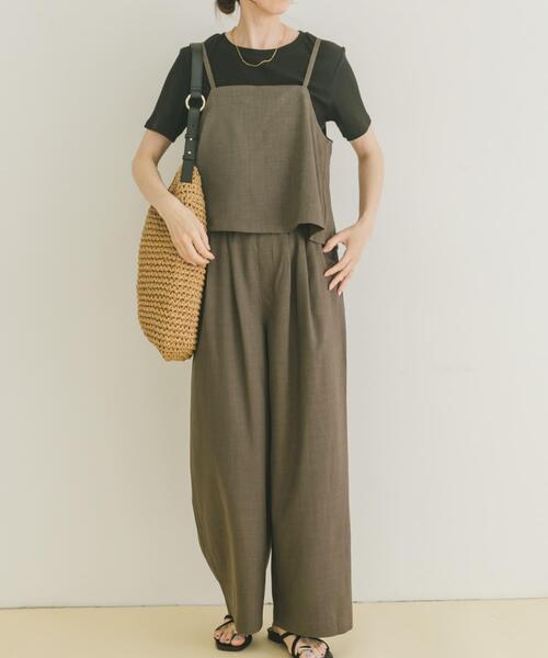 ITEMS URBANRESEARCH（アイテムズ アーバンリサーチ）の「インナー付きリネンライクセットアップ（ワンピース・レディース・ブラック系その他/ホワイト系その他・FREE）」の2枚目の写真