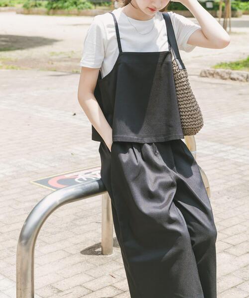 ITEMS URBANRESEARCH（アイテムズ アーバンリサーチ）の「インナー付きリネンライクセットアップ（ワンピース・レディース・ブラック系その他/ホワイト系その他・FREE）」の4枚目の写真