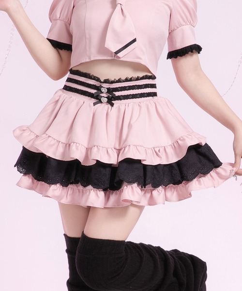 レースフリルティアードミニスカパン【スカート】【大きいサイズ有