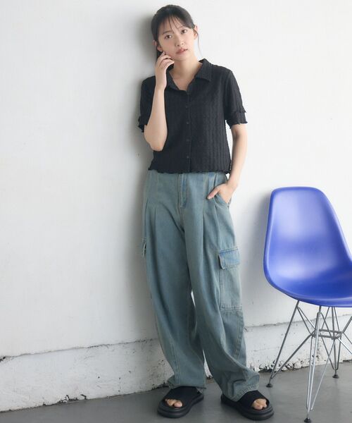 RETRO GIRL(レトロガール)の「半袖ポコポコCTカーデ(カーディガン/ボレロ・レディース・ピンク/ナチュラル/ブラック・FREE)」の15枚目の写真