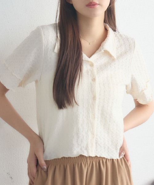 RETRO GIRL(レトロガール)の「半袖ポコポコCTカーデ(カーディガン/ボレロ・レディース・ピンク/ナチュラル/ブラック・FREE)」の3枚目の写真