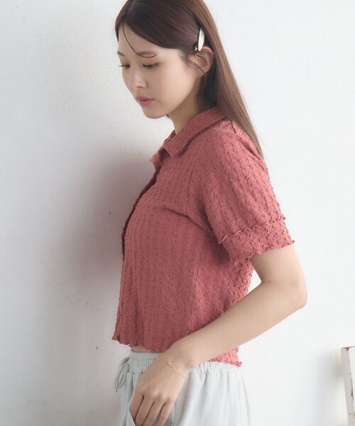 RETRO GIRL(レトロガール)の「半袖ポコポコCTカーデ(カーディガン/ボレロ・レディース・ピンク/ナチュラル/ブラック・FREE)」の4枚目の写真