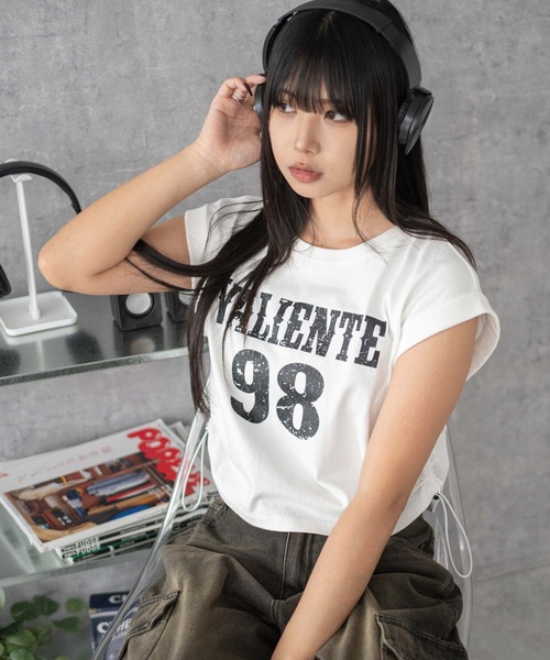 WEGO（ウィゴー）の「WEGO/グラフィックノースリーブサイドドロストショートT（Tシャツ/カットソー・レディース・ホワイト/その他2/その他1・FREE）」の2枚目の写真