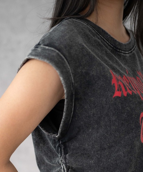 WEGO（ウィゴー）の「WEGO/グラフィックノースリーブサイドドロストショートT（Tシャツ/カットソー・レディース・ホワイト/その他2/その他1・FREE）」の8枚目の写真