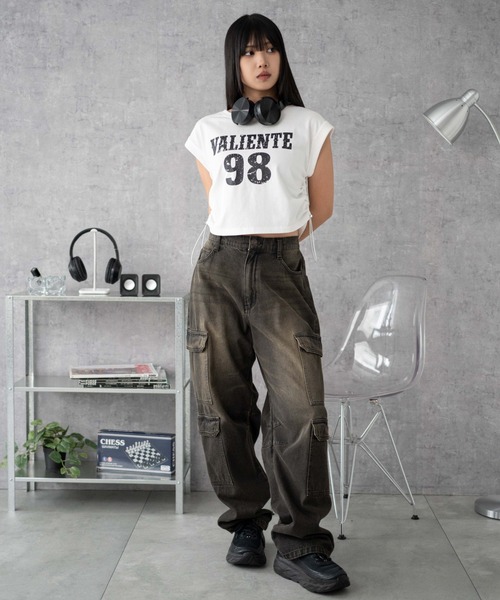 WEGO（ウィゴー）の「WEGO/グラフィックノースリーブサイドドロストショートT（Tシャツ/カットソー・レディース・ホワイト/その他2/その他1・FREE）」の11枚目の写真