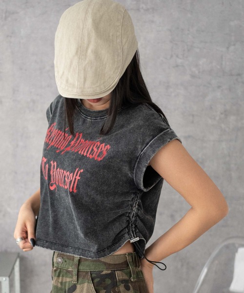 WEGO（ウィゴー）の「WEGO/グラフィックノースリーブサイドドロストショートT（Tシャツ/カットソー・レディース・ホワイト/その他2/その他1・FREE）」の13枚目の写真