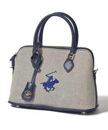 BEVERLY HILLS POLO CLUB（ビバリーヒルズポロクラブ）の「【Beverly Hills Polo Club/ビバリーヒルズポロクラブ】ポニーロゴ刺繍 エルガリー生地バッグ（ショルダーストラップ付）（トートバッグ）」