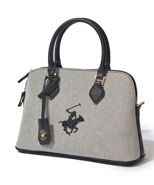 BEVERLY HILLS POLO CLUB(ビバリーヒルズポロクラブ)の「【Beverly Hills Polo Club/ビバリーヒルズポロクラブ】ポニーロゴ刺繍 エルガリー生地バッグ(ショルダーストラップ付)(トートバッグ・レディース・ネイビー/ブラウン/ブラック・FREE)」の2枚目の写真
