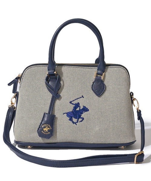 BEVERLY HILLS POLO CLUB(ビバリーヒルズポロクラブ)の「【Beverly Hills Polo Club/ビバリーヒルズポロクラブ】ポニーロゴ刺繍 エルガリー生地バッグ(ショルダーストラップ付)(トートバッグ・レディース・ネイビー/ブラウン/ブラック・FREE)」の8枚目の写真
