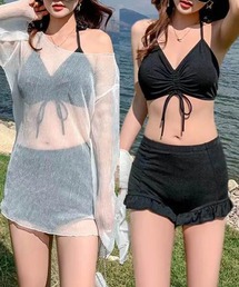 L LABEL（エルラベル）の「シアートップス+ビキニ水着3点セット（水着）」