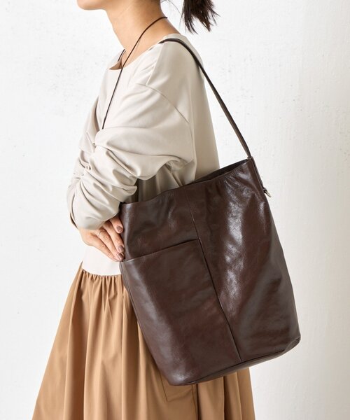 BEARDSLEY（ビアズリー）の「ワンショルダーレザートート（トートバッグ・レディース・ブラウン/ブラック・FREE）」の22枚目の写真