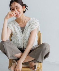 リボンチュールジレ×オールインワンドレス/結婚式/パーティー/お呼ばれ