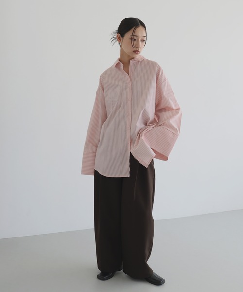  hellam（へラム）の「ビックカフスストライプオーバーシャツ（シャツ/ブラウス・レディース・ピンク/アイボリー/グレー/ブルー・FREE）」の19枚目の写真