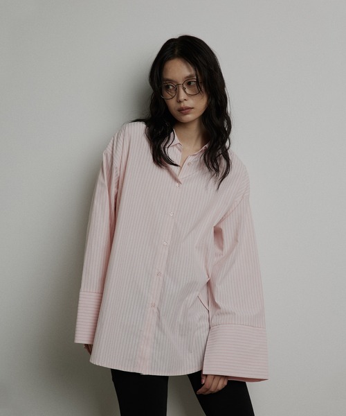 セール】ビックカフスストライプオーバーシャツ（シャツ/ブラウス